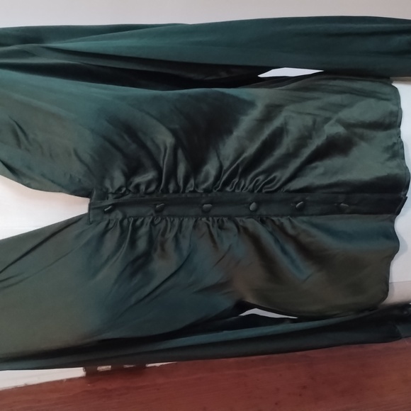 #6 Price Reduced VINTAGE SILK SATIN ForestGreen Hourglass FigureEnhancing Blouse - Picture 6 of 13